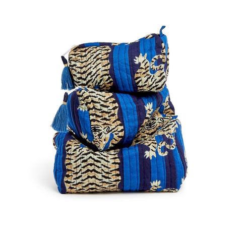 Hand block printed pouches blue by 2 chic