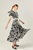 White and black printed midi dress by English Factory