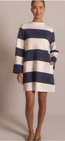 Funnel neck rugby stripe mini dress by P cill