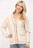 Rib knit closure cardigan oatmeal by Fate