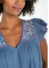 Flutter sleeve v neck woven dress slate by Liverpool