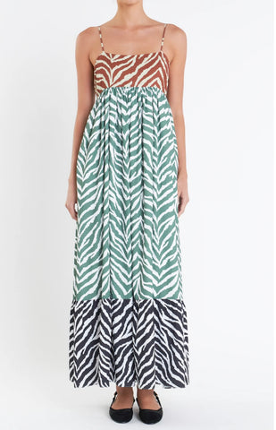 Color block zebra print midi by English Factory