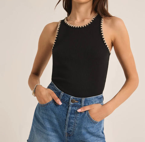 Avril rib top in black by Z Supply