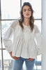 Lace applique detail mixed media blouse by Fate