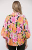 Floral print cotton bubble sleeve blouse by Fate