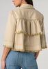 3/4 sleeve frayed flounce jacket khaki by Liverpool