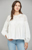 Lace applique detail mixed media blouse by Fate