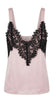 Sleeveless woven top with lace pink chantilly by Liverpool