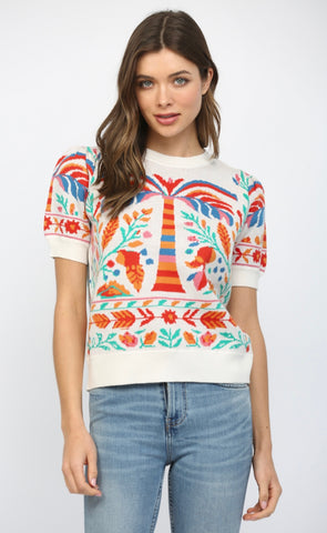 Palm tree sweater multi by Fate