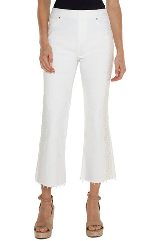 Chloe crop flare with fray hem bright white by Liverpool