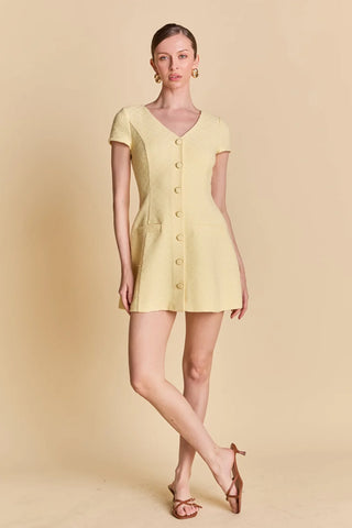 Tweed a line mini dress butter yellow by Endless Rose