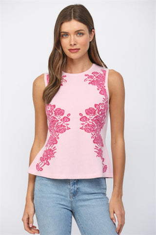 Floral jacquard peplum top by Fate