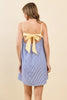 Blue and white striped dress with yellow bow by TCEC
