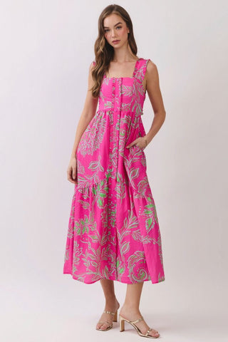 Magenta midi with green print by TCEC