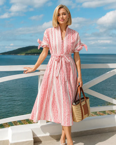 Crimson weave shirt midi Dress by Meet me in Santorini