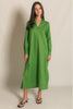 Collared Long Sleeve Dress in grass green by P Cill