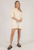 Gauze 3/4 sleeve Romper in Cream by Before You