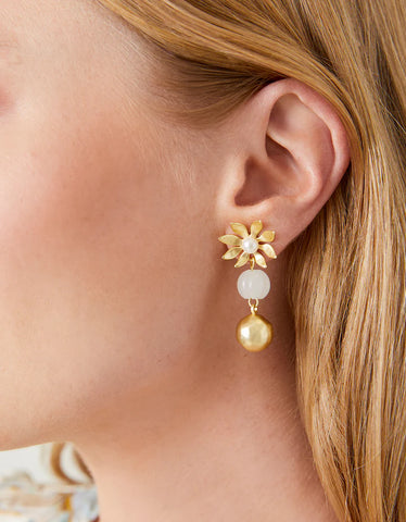 Chestnut earrings white by Spartina