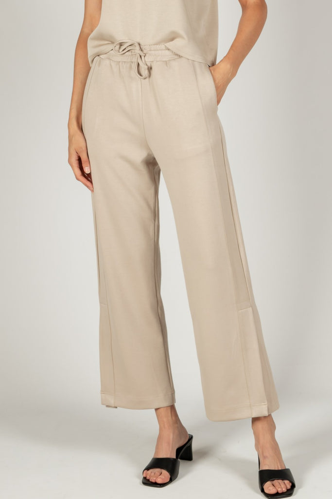 Scuba modal wide leg pants with bottom slits taupe by Before you - Two  Doors Down Boutique