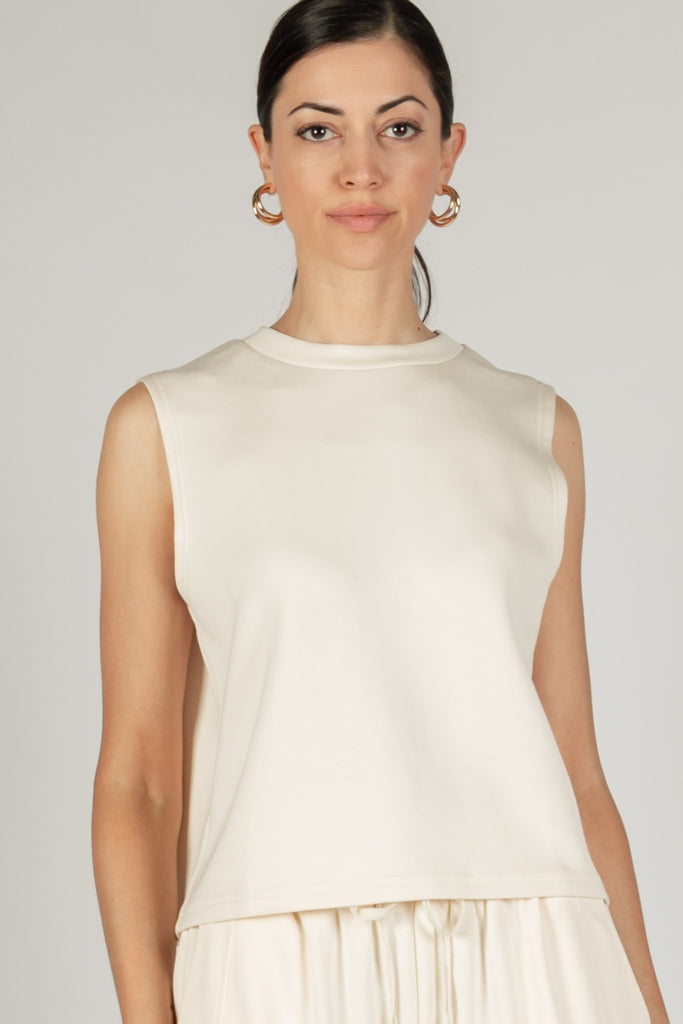Scuba modal round neck sleeveless top eggshell by Before you