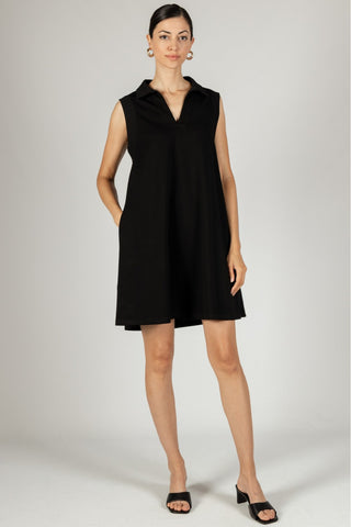 Scuba modal collared sleeveless dress by Pcill