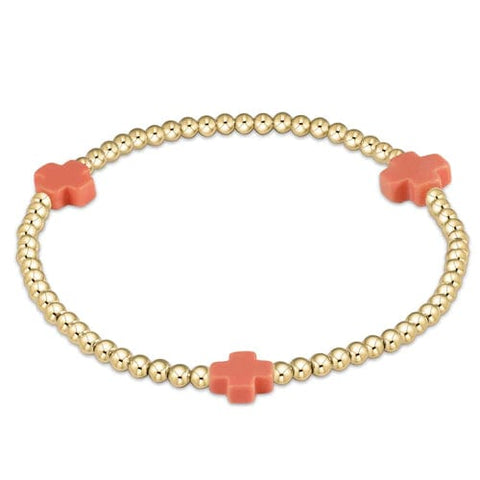 Signature cross 3mm bracelet- coral by Enewton