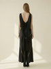 Black satin maxi lace inset