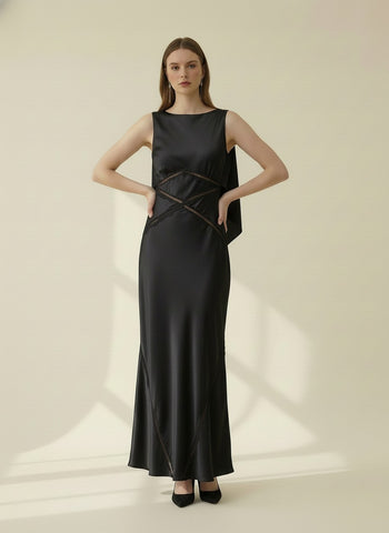 Black satin maxi lace inset by Lena