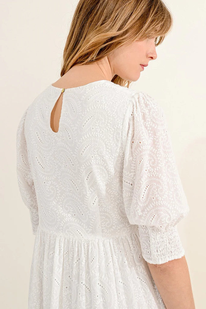 L'AUBE BLANC Yoke lace tiered dress - ロングワンピース