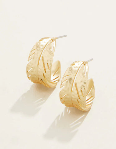 Calathea leaf hoop earrings gold by Spartina