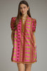 Plum and olive print mini dress by Entro