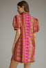 Plum and olive print mini dress by Entro
