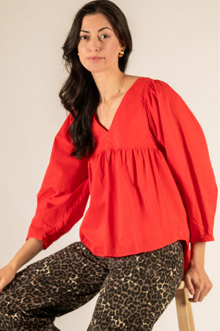 Cotton v neck blouse tomato by Before You