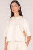 Scuba modal overlap back detail 3/4 sleeve top in eggshell by P. Cill