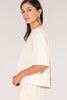 Scuba modal overlap back detail 3/4 sleeve top in eggshell by P. Cill