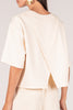 Scuba modal overlap back detail 3/4 sleeve top in eggshell by P. Cill