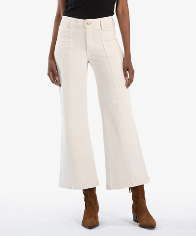 Meg high rise wide leg with utility pocket in ecru by Kut from the Kloth