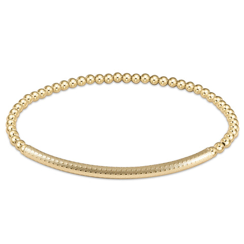 Classic gold 3mm bead bracelet bliss bar textured by Enewton