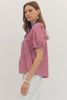 Red Gingham with Blue Collar Top
