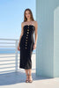 Black Knit Dress with Gold Button Detailing