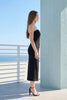 Black Knit Dress with Gold Button Detailing