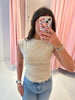 Yve extended sleeve funnel neck tee Stone by Rd Style