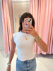 Yve extended sleeve funnel neck tee white by RD Style