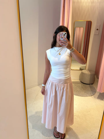 Yve extended sleeve funnel neck tee white by RD Style
