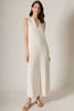 Linen v neck sleeveless maxi dress with side slits by P Cill