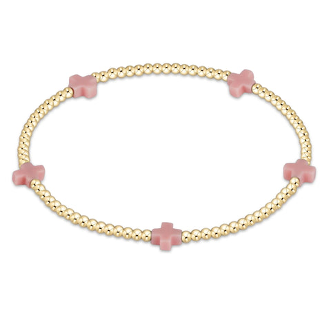 Signature cross small 2mm bracelet pink by Enewton