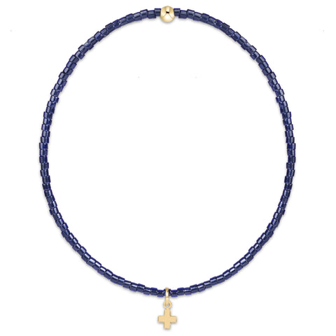 Hope classic navy bracelet signature cross small gold charm by Enewton