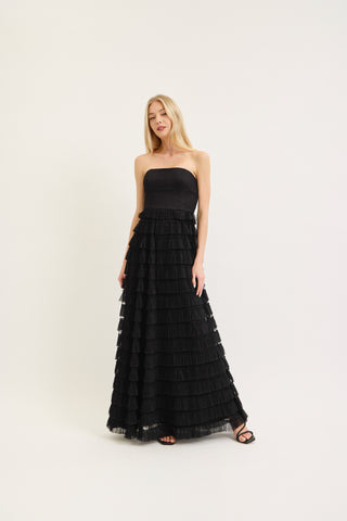 Tiered ruffle detail tube maxi dress by Lena