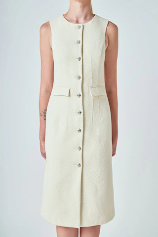 Jewel Buttoned Sleeveless Midi Dress by Endless Rose