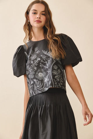 Black top with white flowers by TCEC